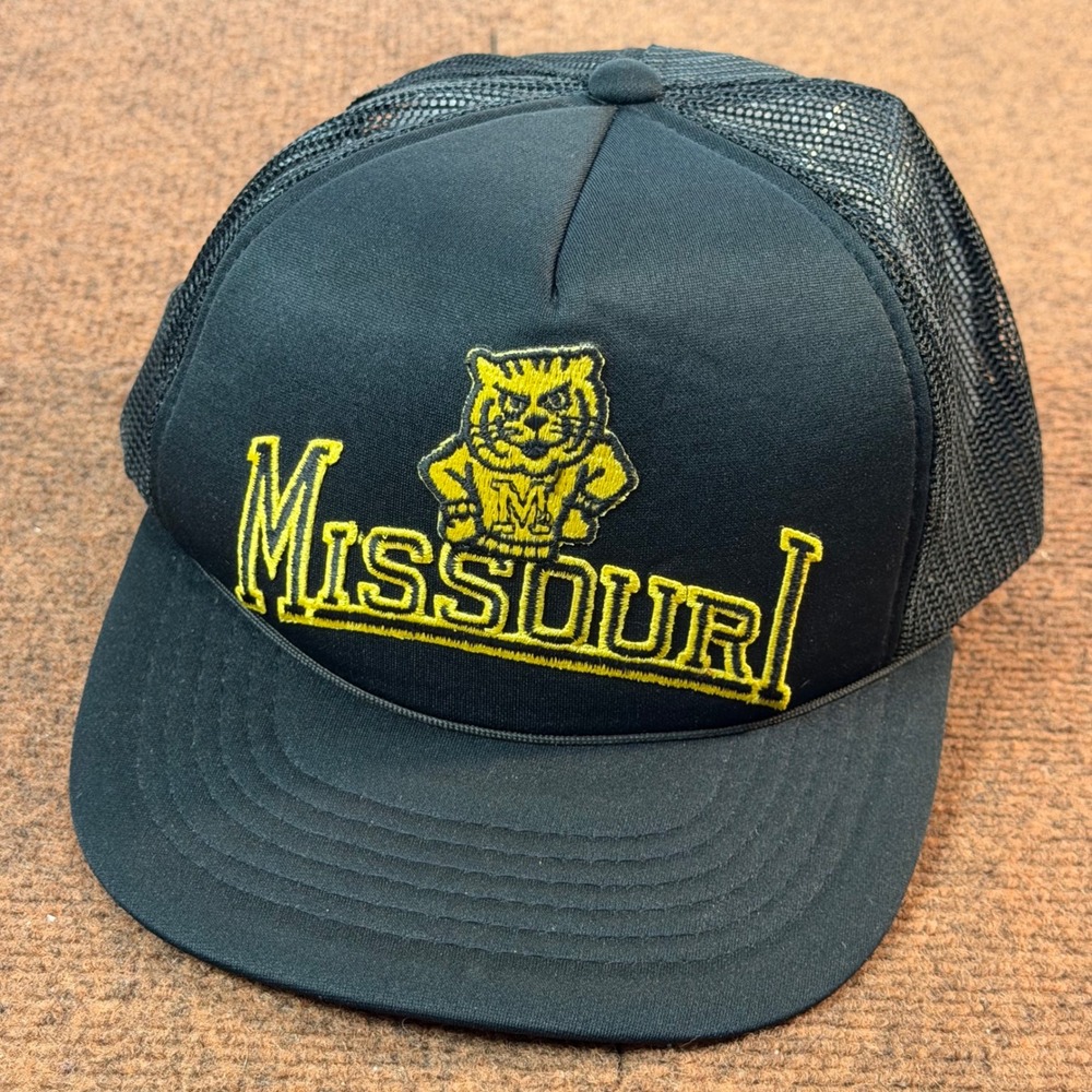 AJ Headwear Missouri Tigers Trucker Hat Mens Black Mesh Snapback Collegiate Cap